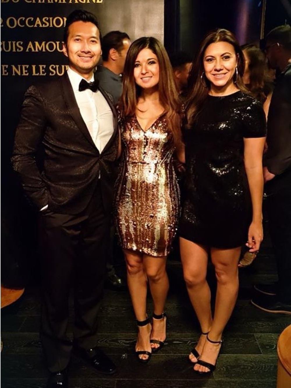 Rose Gold Sequin V-Neck Women’s Dress